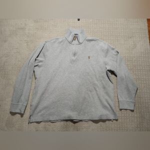 Polo Ralph Lauren Estate Rib Mockneck 1/4 Zip Pullover Mens Sz XXL Heather Gray
